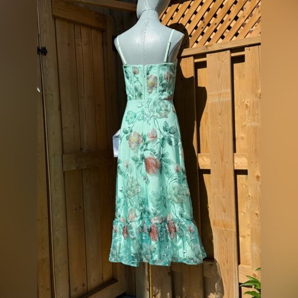 🆕 DRESS THE POPULATION 🧿 NWOT Lauren Floral Sequin Midi Dress, Sage - Sz S - Picture 7 of 15
